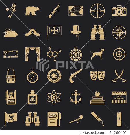 Camping icons set, simple style Camping icons set, simple style 54266401