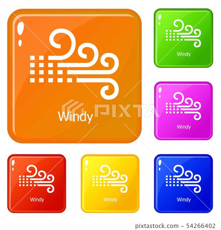 Windy icons set vector color Windy icons set vector color 54266402