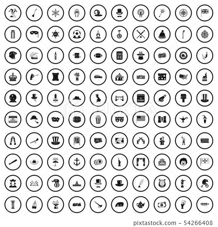 100 top hat icons set, simple style 54266408