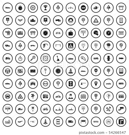 100 traffic icons set, simple style 54266547