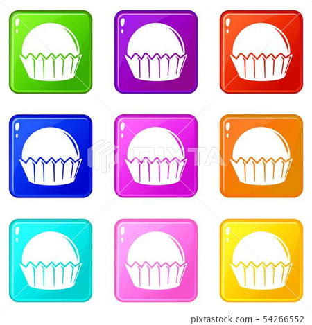 Cupcake icons set 9 color collection 54266552