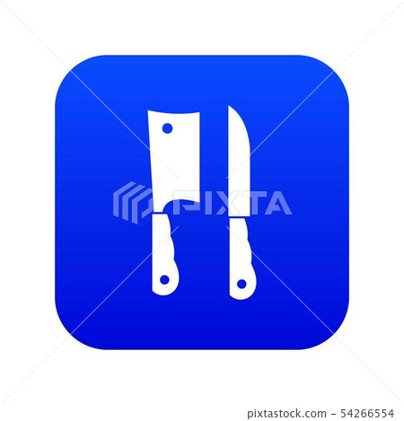 Kitchen knife and meat knife icon digital blue Kitchen knife and meat knife icon digital blue 54266554