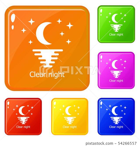 Clear night icons set vector color Clear night icons set vector color 54266557