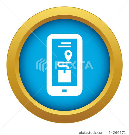 Smartphone track delivery box icon blue vector isolated Smartphone track delivery box icon blue vector isolated 54266571