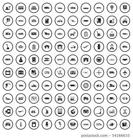 100 transport company icons set, simple style 54266633