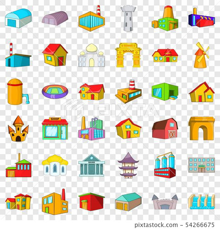 Building icons set, cartoon style Building icons set, cartoon style 54266675