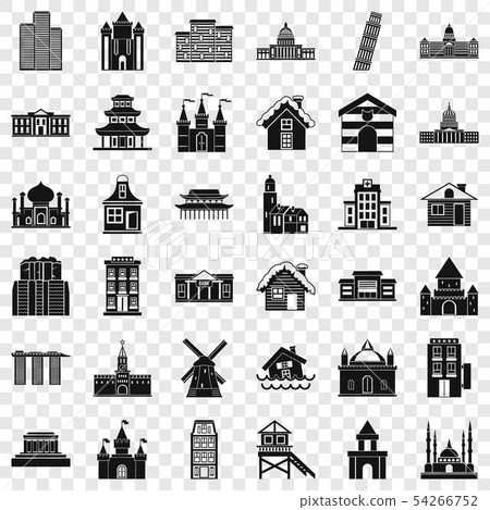 City building icons set, simple style 54266752
