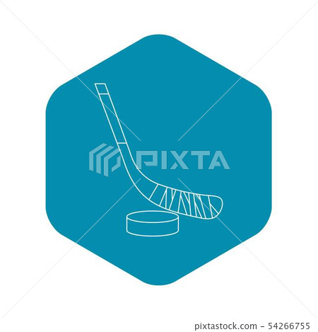 Stick and puck icon, outline style Stick and puck icon, outline style 54266755