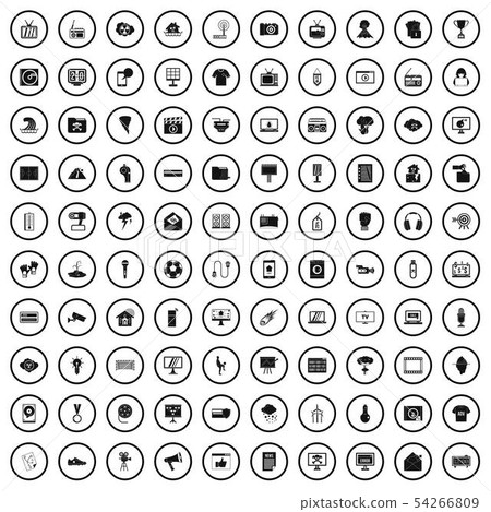 100 TV icons set, simple style 100 TV icons set, simple style 54266809
