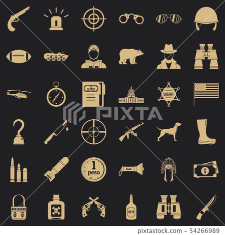 Weapon icons set, simple style 54266989