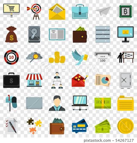 Business contract icons set, flat style Business contract icons set, flat style 54267127