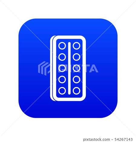 Watercolor in a box with brush icon digital blue Watercolor in a box with brush icon digital blue 54267143