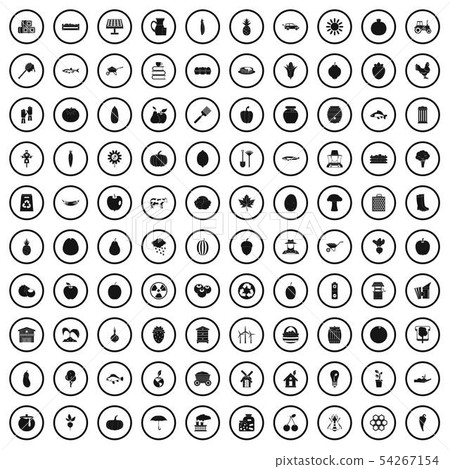 100 vitamins icons set, simple style 100 vitamins icons set, simple style 54267154