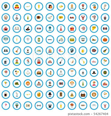100 festivity brainstorm icons set, flat style 100 festivity brainstorm icons set, flat style 54267404
