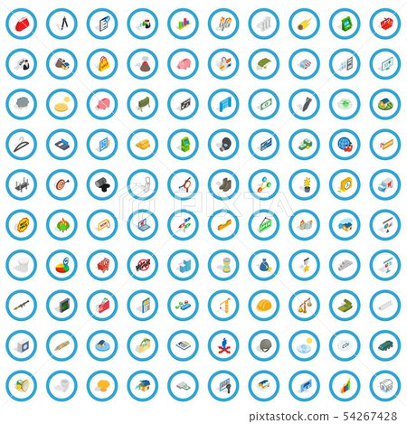 100 feedback icons set, isometric 3d style 54267428