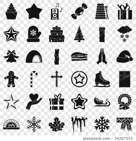 Christmas celebration icons set, simple style Christmas celebration icons set, simple style 54267553
