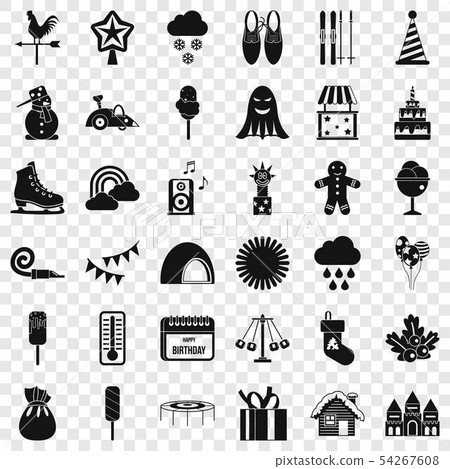 Children party icons set, simple style 54267608