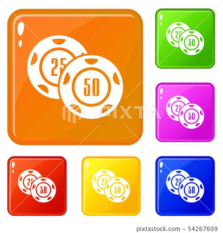 Casino chip icons set vector color Casino chip icons set vector color 54267609