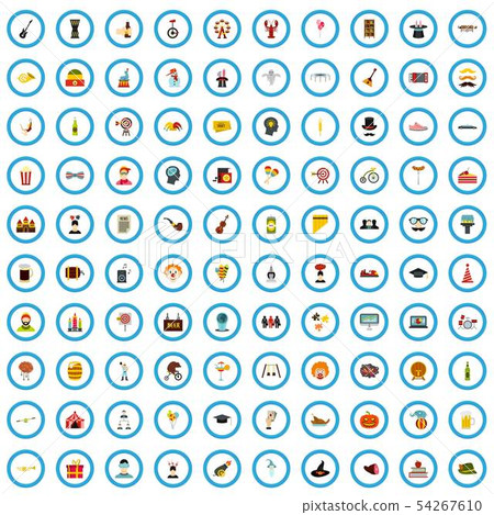 100 fete brainstorm icons set, flat style 100 fete brainstorm icons set, flat style 54267610