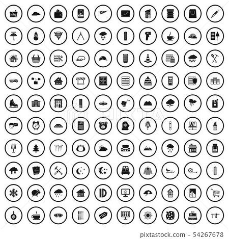 100 windows icons set, simple style 54267678