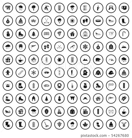 100 winter icons set in simple style 54267680