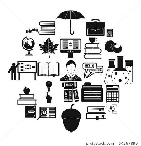 Practice icons set, simple style 54267899
