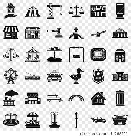 Small city icons set, simple style Small city icons set, simple style 54268331