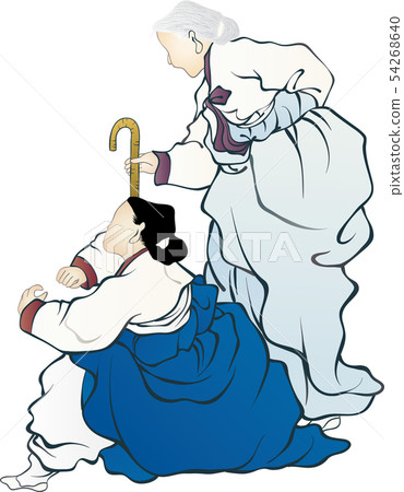 Illustration of characters in Korean folk... - Stock Illustration ...