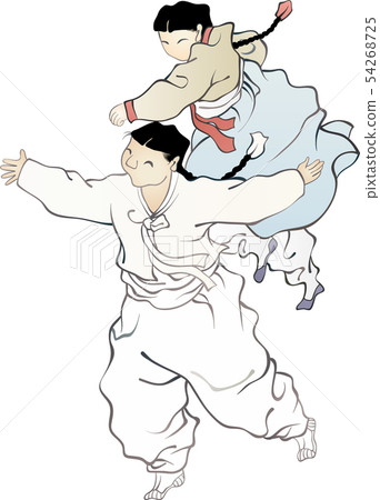Illustration of characters in Korean folk painting. 097 54268725