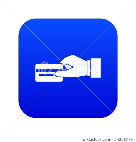 Hand holding a credit card icon digital blue Hand holding a credit card icon digital blue 54268776