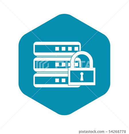 Database with padlock icon, simple style 54268778