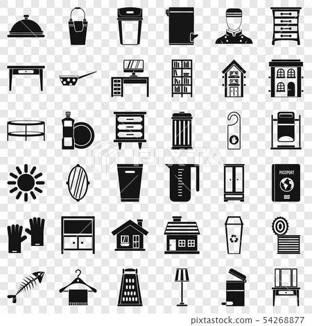 Cleaning work icons set, simple style 54268877