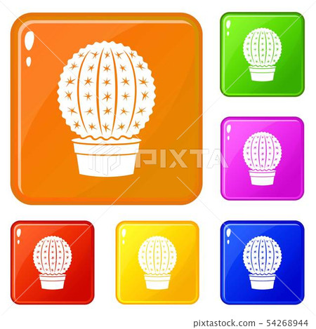 Echinocactus icons set vector color Echinocactus icons set vector color 54268944