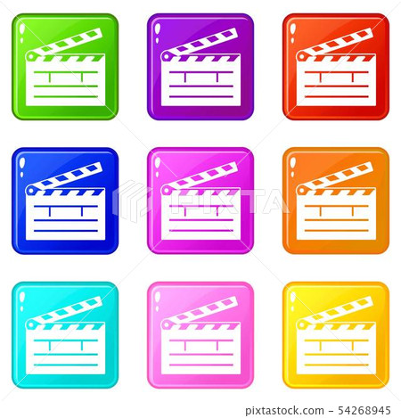 Clapper icons set 9 color collection Clapper icons set 9 color collection 54268945