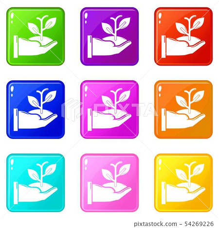 Hand sprout icons set 9 color collection Hand sprout icons set 9 color collection 54269226