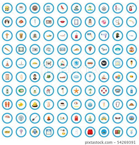 100 furlough icons set, cartoon style 54269391