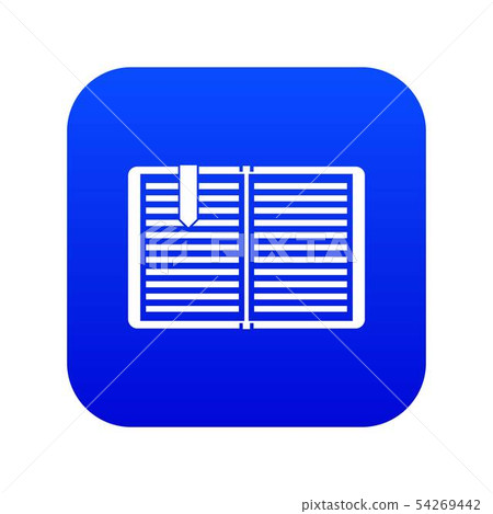 Open book with a bookmark icon digital blue - Stock Illustration ...