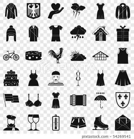Clothing accessories icons set, simple style Clothing accessories icons set, simple style 54269541