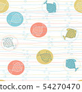 Seamless pattern with cute hand drawn fishes, 54270470