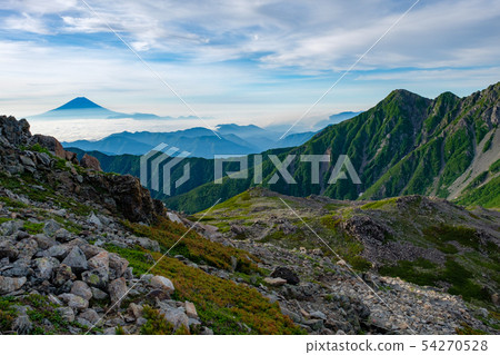 Southern Alps Mt. Toridake and Mt. Fuji (view from Mt. Nomadori mountain trail) Southern Alps Mt. Toridake and Mt. Fuji (view from Mt. Nomadori mountain trail) 54270528