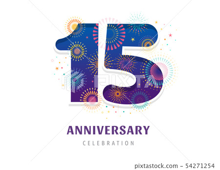 Anniversary fireworks and celebration background, number and firecracker, vector design and 54271254