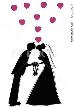 Just Married Couple Cartoon Illustration Vector 插圖素材 圖庫