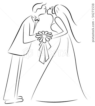just married couple, cartoon illustration vector - Stock Illustration  [54271538] - PIXTA