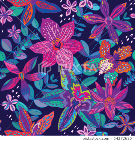 Australian Native Orchids flowers. Seamless pattern. Vector illustration Australian Native Orchids flowers. Seamless pattern. Vector illustration 54272650