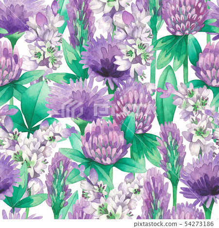 Watercolor seamless pattern of wild meadow flowers Watercolor seamless pattern of wild meadow flowers 54273186
