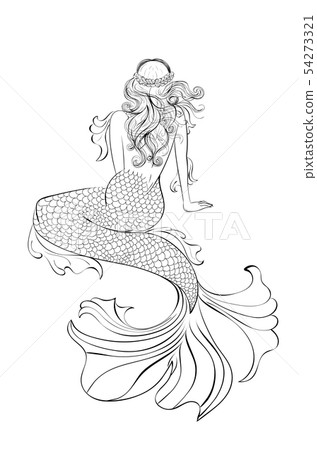 Mermaid view from a back - Stock Illustration [54273321] - PIXTA