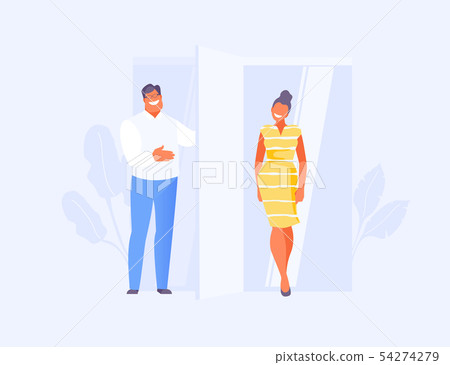 man opens the door to a woman 54274279