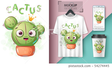 Download Cactus Princess Mockup For Your Idea Stock Illustration 54274445 Pixta