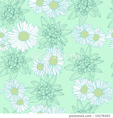 Floral abstract Camomile flowers seamless pattern. - Stock Illustration ...