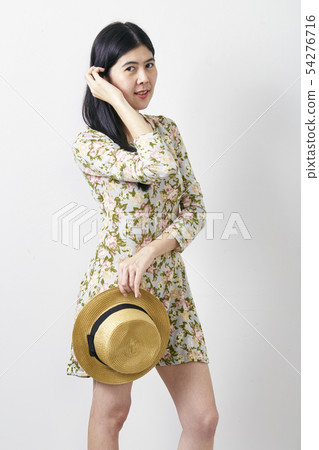 Portrait Asian woman summer with hat 54276716